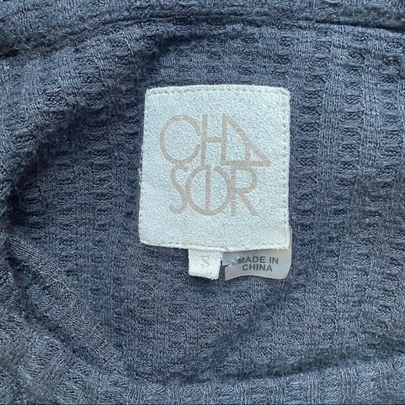 Chaser Thermal Tee Black Waffle Knit Long Sleeve Layering Top Women’s Size Small - Picture 6 of 9